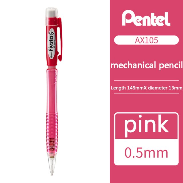 Bút Chì Kim Pentel Fiesta AX105 (0.5mm) và AX107 (0.7mm) | Thiết Kế Thân Trong Đẹp Mắt | Trang Bị Đầu tẩy | 4 Màu Vỏ