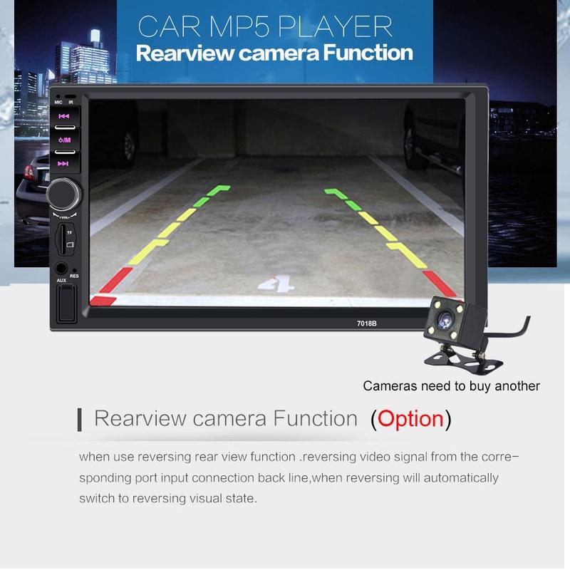 7018B 3rd 7 inch HD 2 DIN Xe hơi Bluetooth MP5 Player Hỗ trợ kết nối điện thoại di động (Android & IOS MirrorLink)