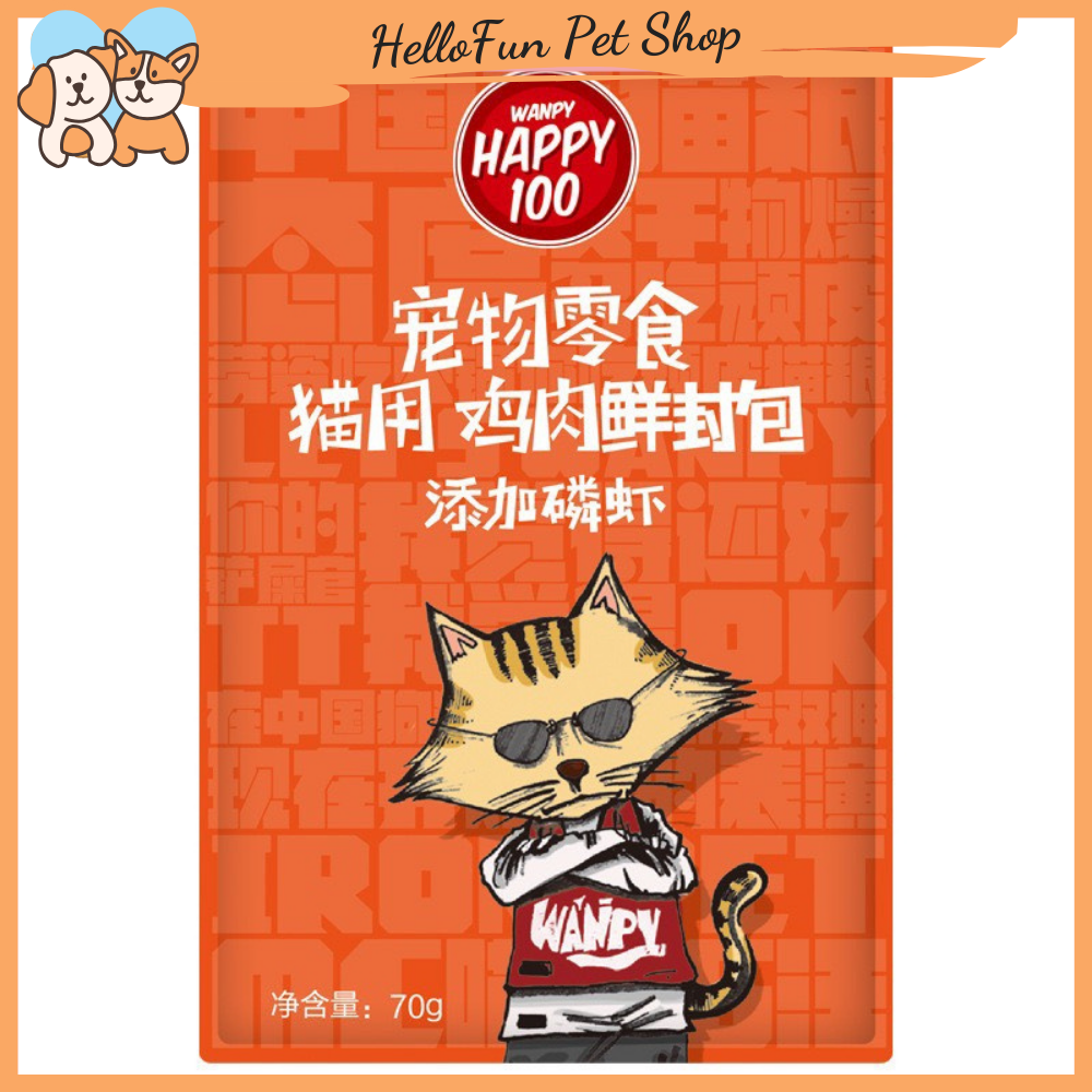 Pate Wanpy Happy 100 cho mèo (70gr) - Thức ăn ướt cho mèo thơm ngon bổ dưỡng