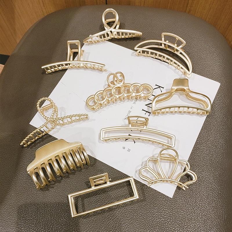 Kẹp tóc Hàn Quốc kẹp càng cua cỡ lớn nhiều mẫu HOT tiktok màu vàng gold sang chảnh