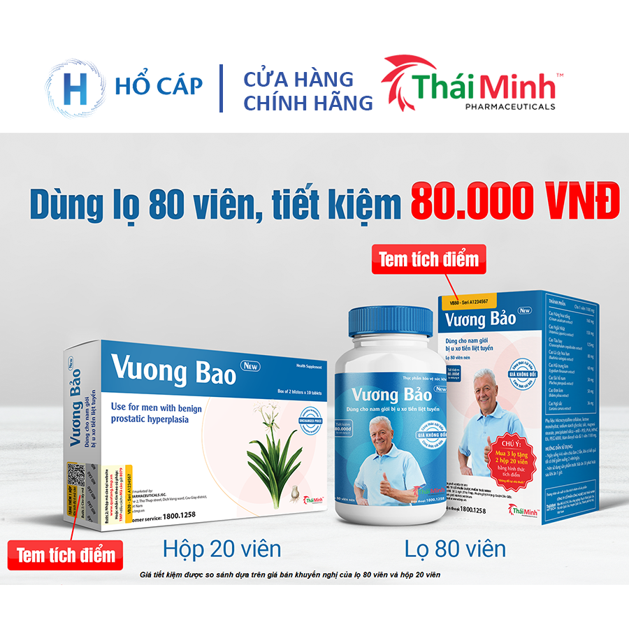 Vương Bảo Thái Minh - Dành cho người phì đại tiền liệt tuyến - Lọ 80 viên