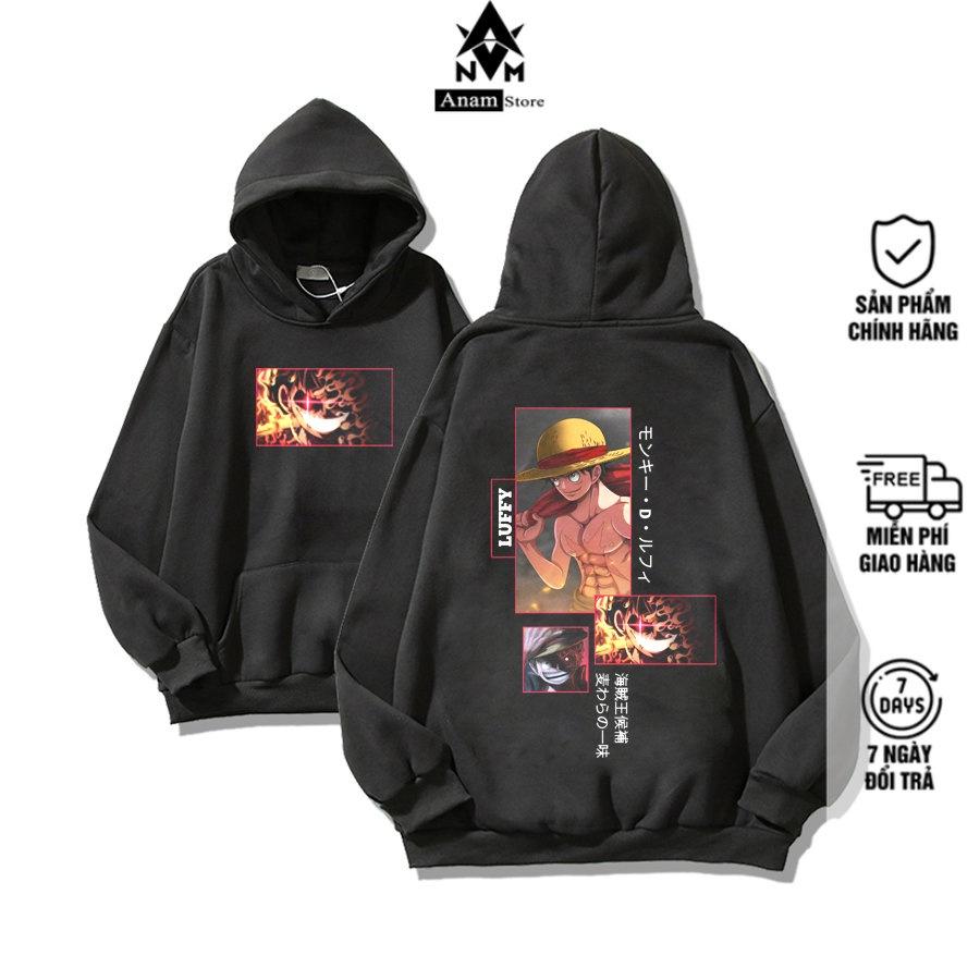 Áo Hoodie Nam Nữ LUFFY 2 Vải Nỉ Ngoại Dầy Nón 2 Lớp Tay Bo Gân, Anam Store