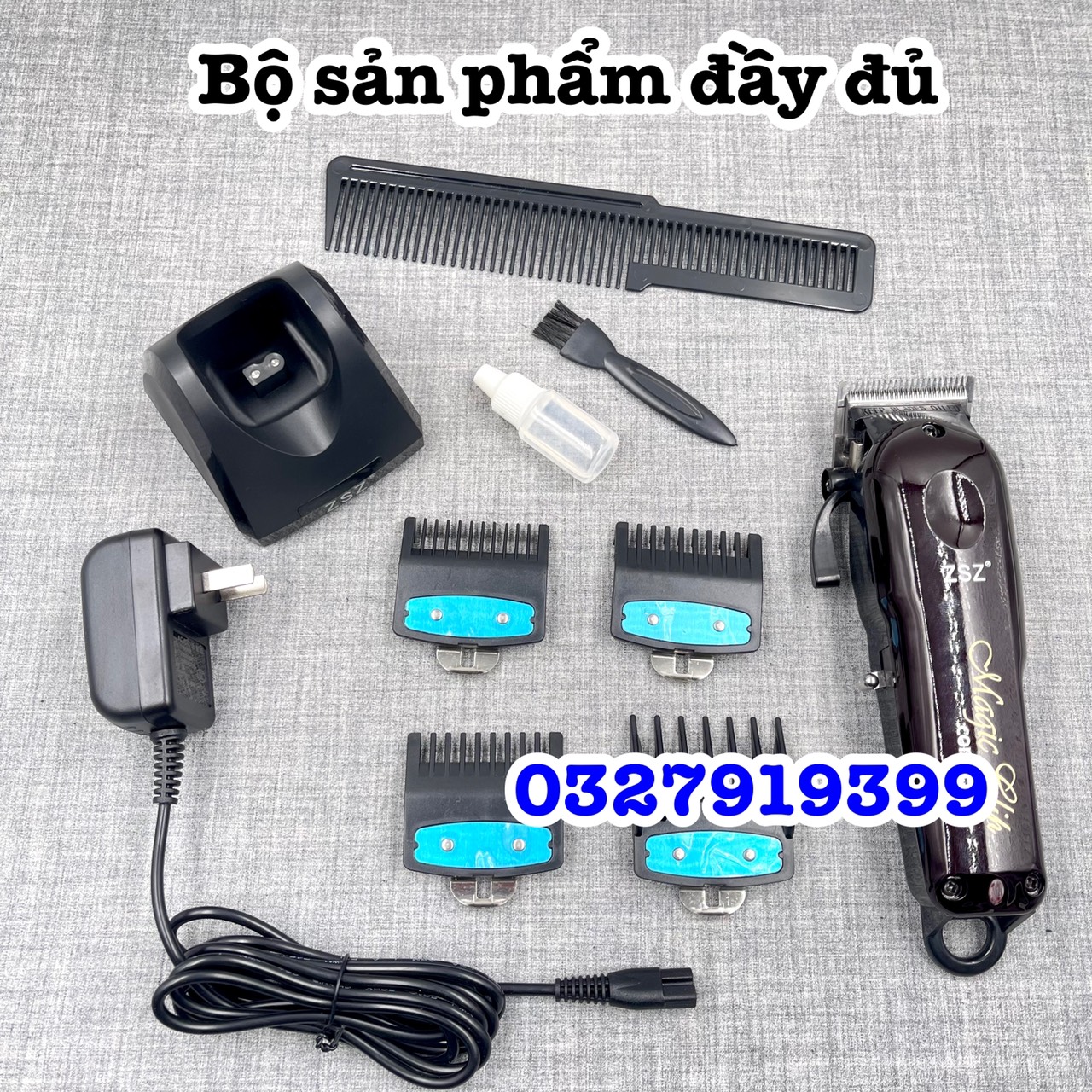Tông đơ cắt tóc chuyên nghiệp lưỡi kép F32 - tặng Dock sạc