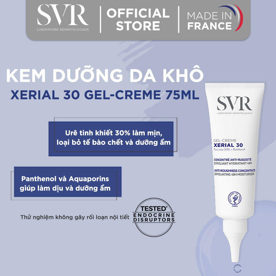 Kem dưỡng ẩm dành cho da thô ráp, dày sừng nang lông và vùng da lông mọc ngược XERIAL 30 GEL-CREME 75ml
