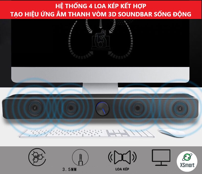 Loa XSmart SADA V-193 SUPER BASS 2021 Có Bluetooth Âm Thanh Vòm 3D Phiên Bản Đặc Biệt, Dùng Cho Máy Tính, Laptop, PC, Tivi - Hàng Chính Hãng