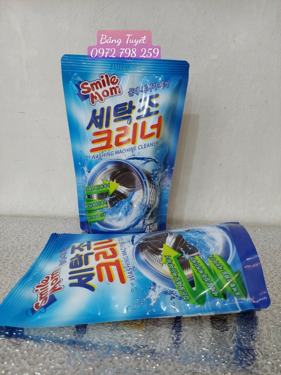 Túi Bột Làm Sạch Vệ Sinh Lồng Máy Giặt 450G Cho Máy Giặt Cửa Trên, Cửa Dưới
