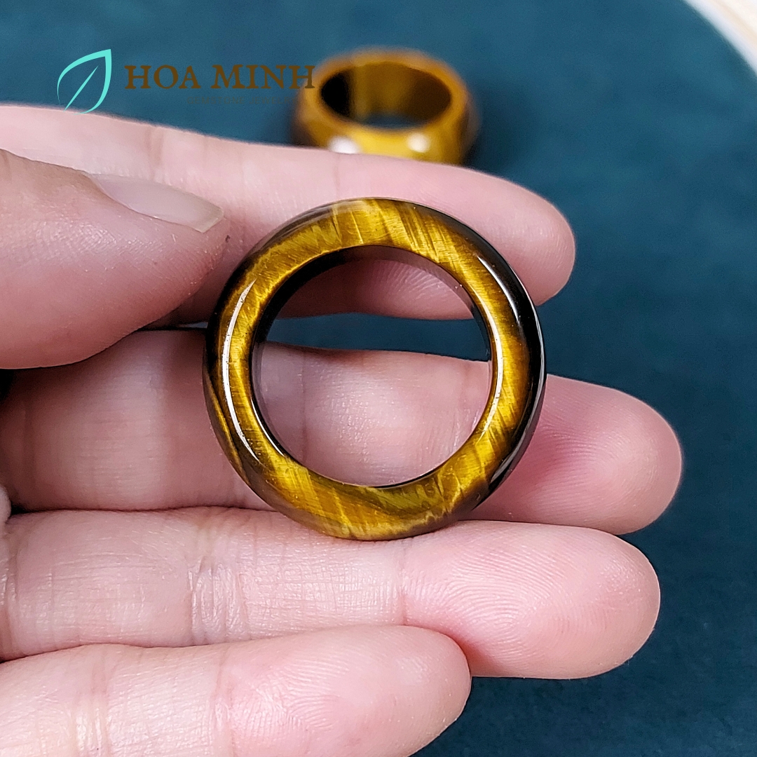 Nhẫn đá Mắt Hổ thiên nhiên loại 5A vip, dày 10-11 li nhẫn size lớn nhẫn nam