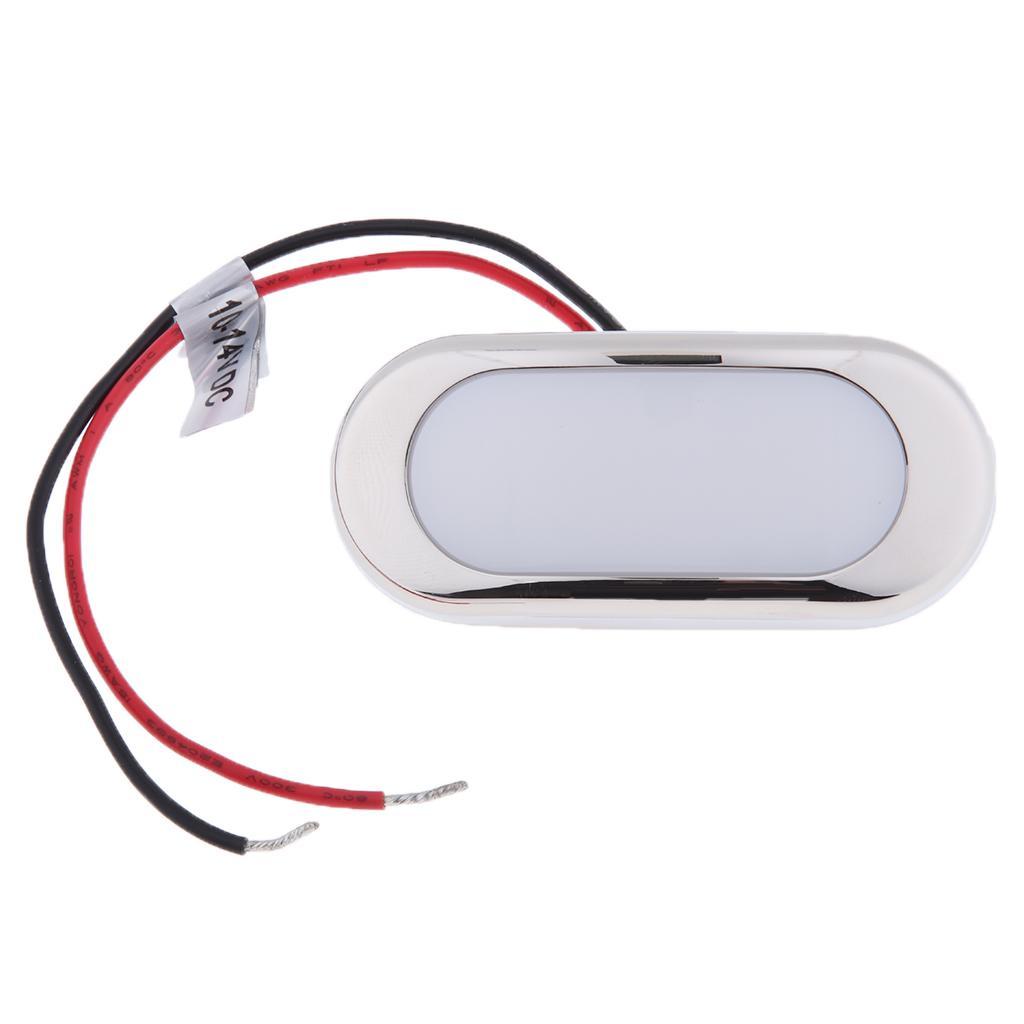 12V Marine Boat LED Oblong Oval Surface Mount Courtesy Light - Cool White