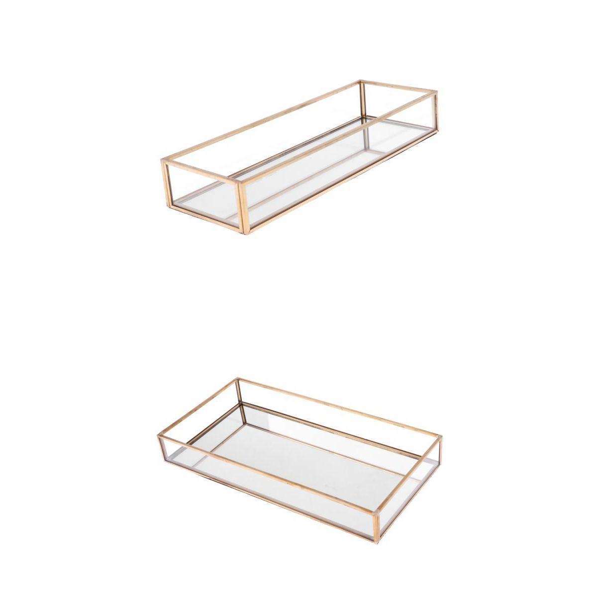 2 Vintage Glass Jewelry Tray with Brass Edge Jewelry Holder Wedding Favors