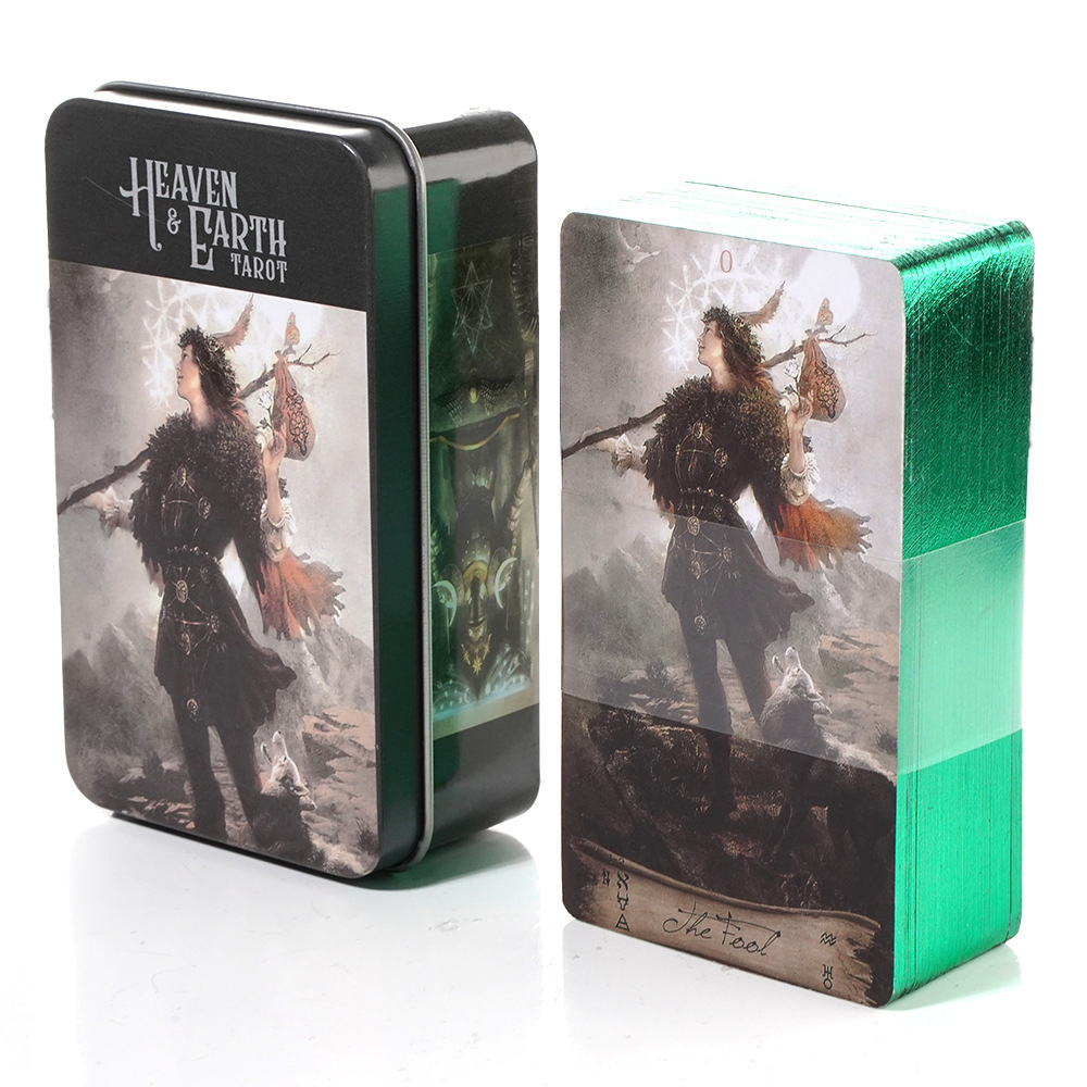 Bộ Bài Tarot Heaven & Earth Hộp Thiếc Mạ Cạnh 78 Lá Tặng File Tiếng Anh Và Đá Thanh Tẩy