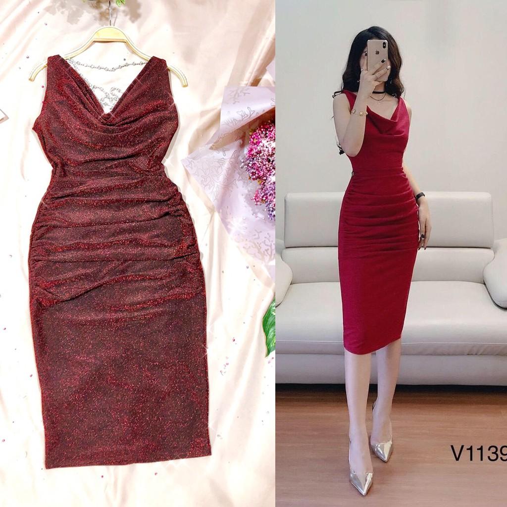 Đầm Dự Tiệc boddy Kim tuyến cao cấp cổ đổ cuốn hút , phong cách đi tiệc tùng,  đi bar (VĐ 567)VDVDVDVD