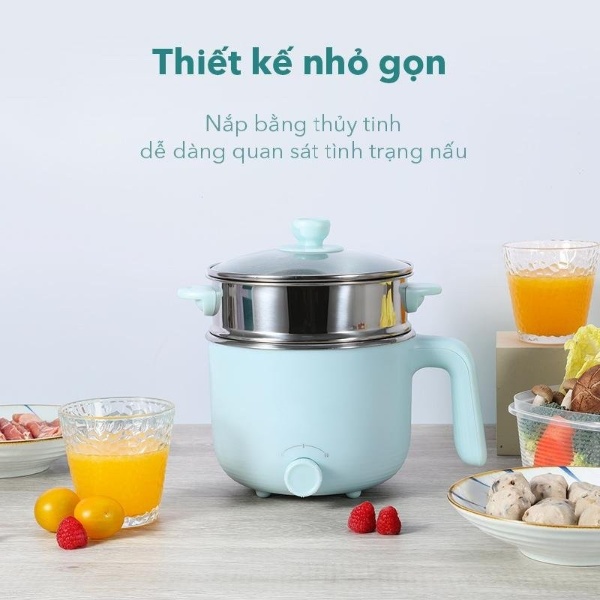 Nồi lẩu điện đa năng mini dùng làm ca lẩu nấu mì, ninh cháo, hấp, chiên, rán