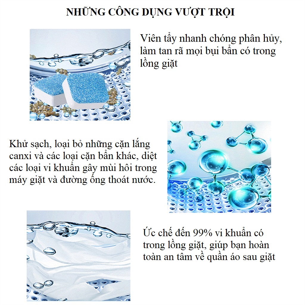 Combo Hộp 12 Viên Tẩy Lồng Máy Giặt và 100 Túi lọc Rác Goldseee Tiện Lợi Cho Mọi Nhà