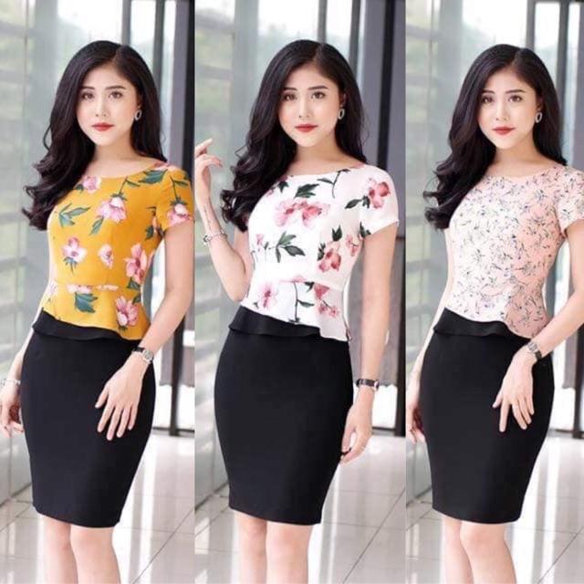 Đầm ôm peplum phối hoa V246