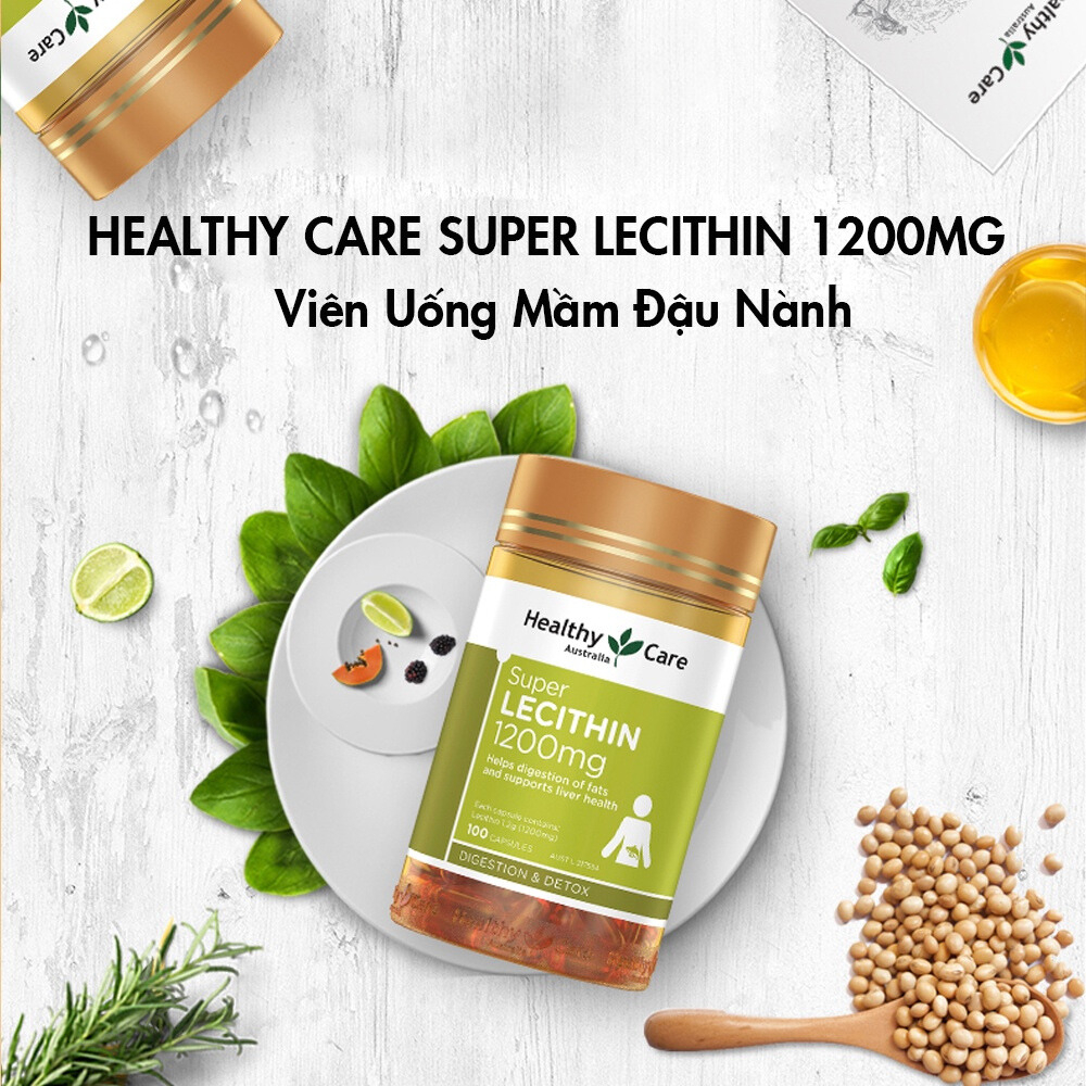 Mầm đậu nành Healthy Care Super Lecithin 100 viên của Úc