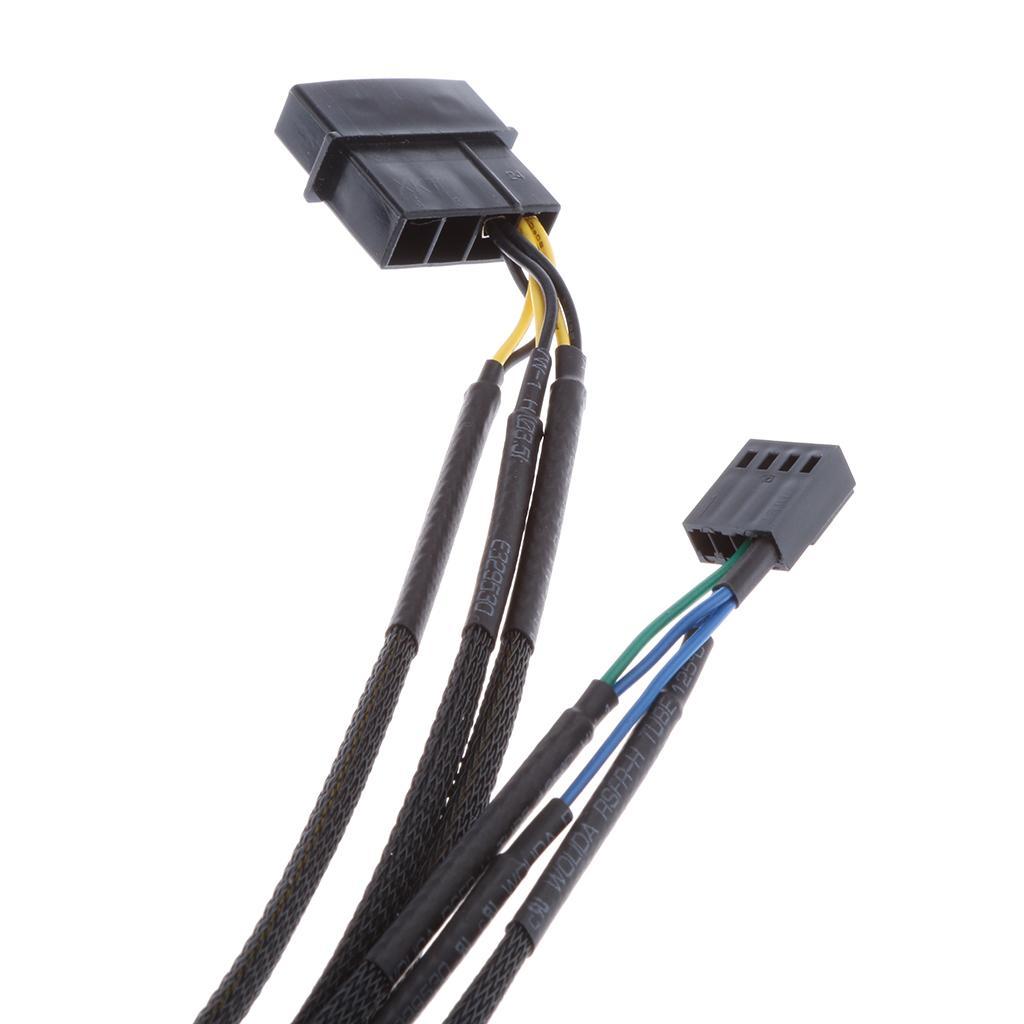 4 Pin Y Fan Power Cable PWM Fan Splitter Lead 1 to 4 Adapter Black Sleeved