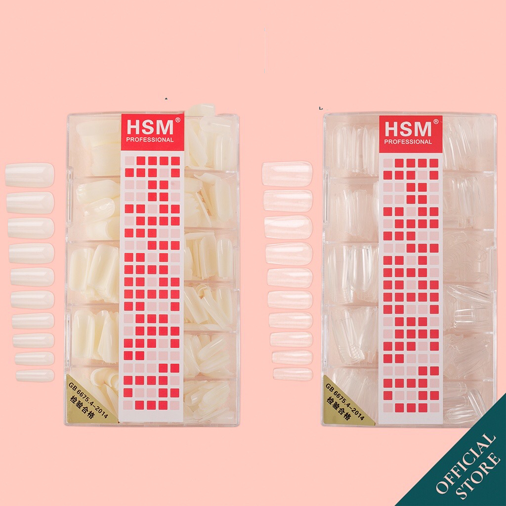Móng úp HSM - Hộp 500 móng tay ốp phom chuẩn đẹp không cần dũa