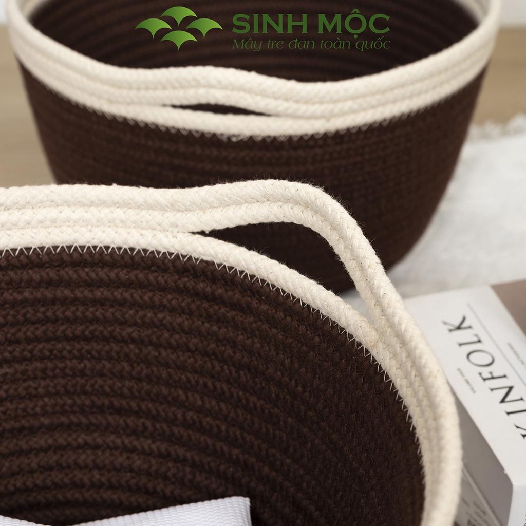 Giỏ cotton cao cấp, giỏ xuất khẩu, giỏ đựng đồ, đựng quần áo, đựng đồ cá nhân Sinh Mộc - M1033