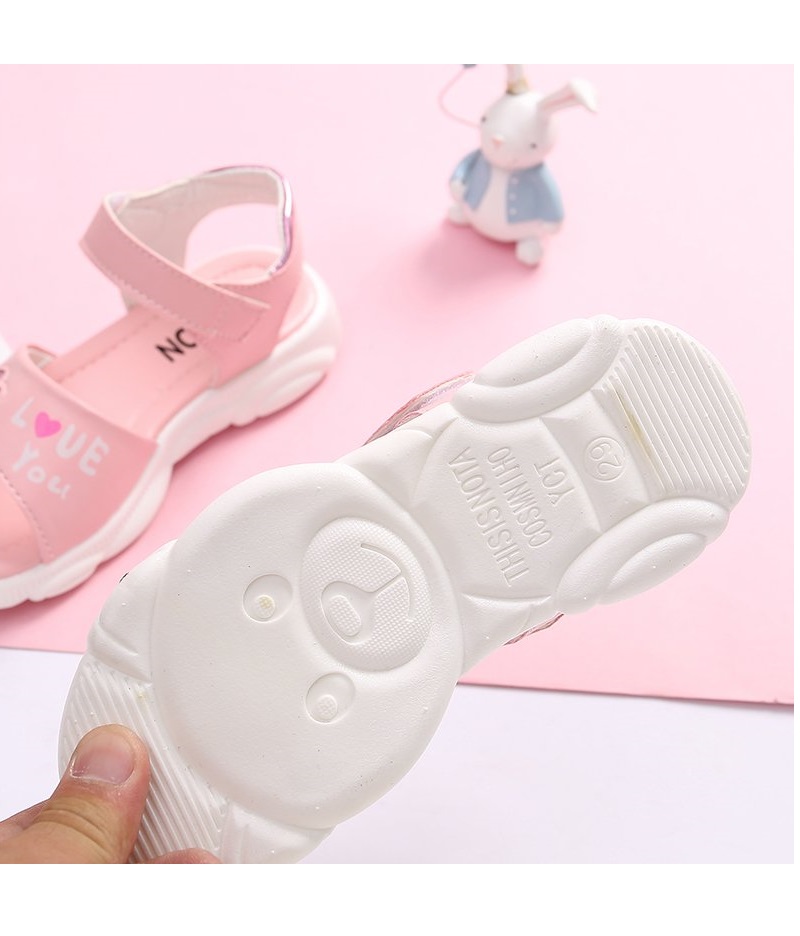 Giày sandal bé gái 3 đến 10 tuổi 2 màu trắng hồng dễ thương ES006