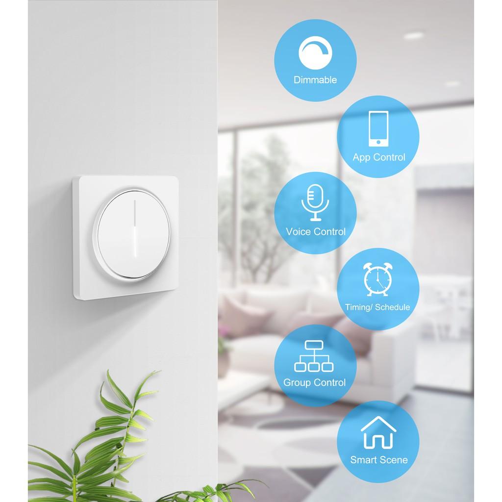 Công tắc Dimmer Wifi điều chỉnh độ sáng đèn/quạt trần - App Tuya/Smart life - Đế Vuông