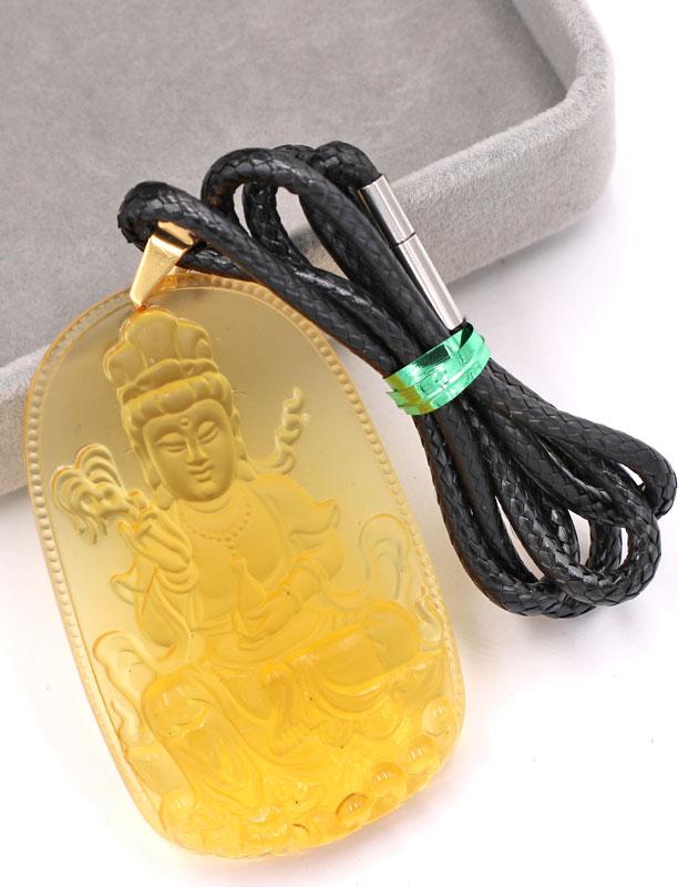 Dây chuyền mặt Phật Quan Âm Bồ Tát - pha lê vàng DEQAFVL2 - kèm hộp nhung