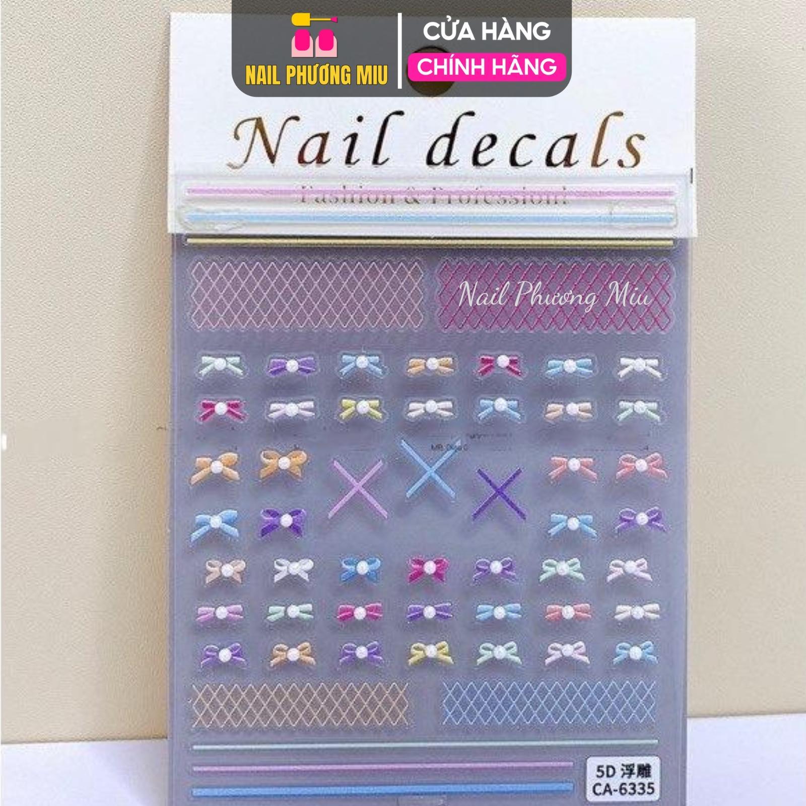 Sticker 5D Dán Móng Cao Cấp Nơ  7 Màu Trang Trí Làm Nail Hot Trend 2024 Nữ Women