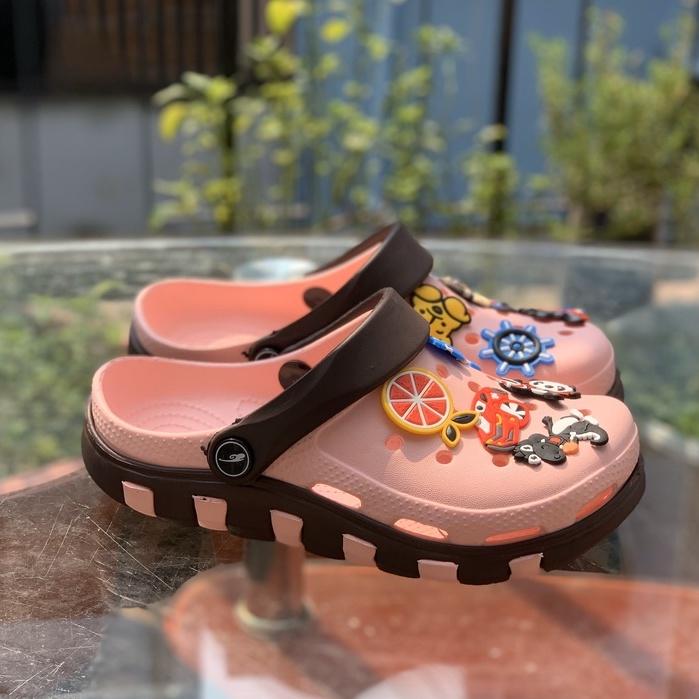 Dép Cross HỒNG unisex tặng 4 sticker- Giày sục siêu nhẹ đi mưa (Form nhỏ) iDÉP SL013