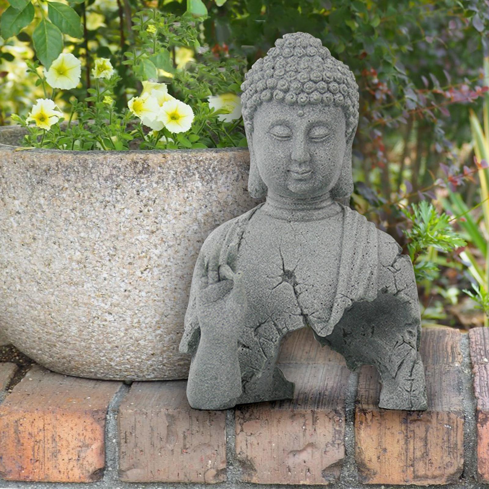 Antique Buddha Statue Decorative Figurine Zen Meditation Hand Carved Showpiece for Landscaping Tea Room Tabletop Yard Meditation Decoration