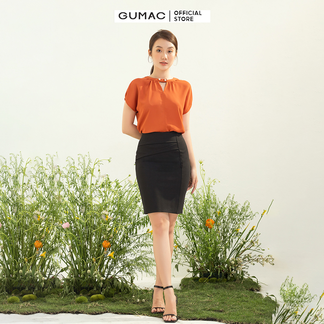 Chân váy ôm nữ GUMAC VC03008 xếp ly thanh lịch tao nhã