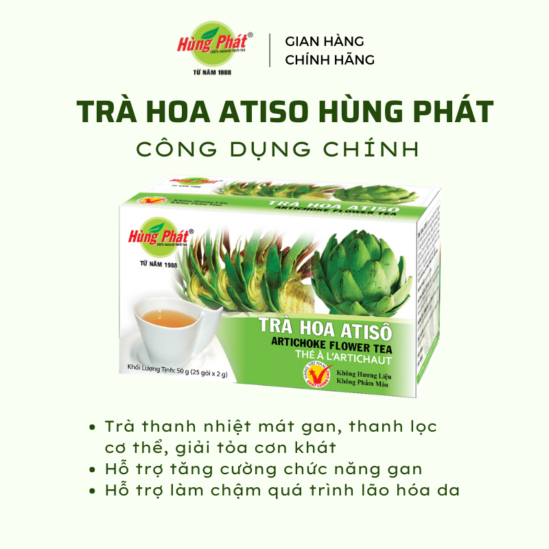 Trà Hoa Atiso Túi Lọc Giải Nhiệt Thanh Lọc Cơ Thể Hộp 25 Gói - Hùng Phát Thương Hiệu 35 Năm
