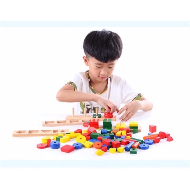 Bộ Đồ Chơi Giáo Cụ Montessori 8 Món Bằng Gỗ Cao Cấp Cho Bé