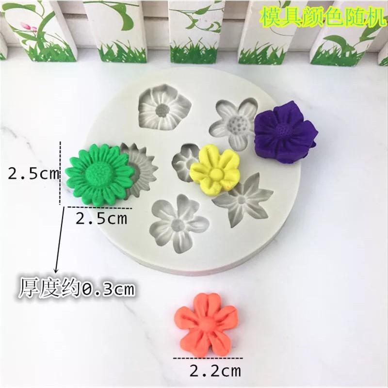 Khuôn rau câu 4D silicone Hoa nhí hỗn hợp (Kích thước đọc mô tả)