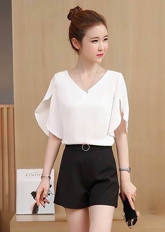 Áo Cổ Tim Tay Xẻ Phong Cách