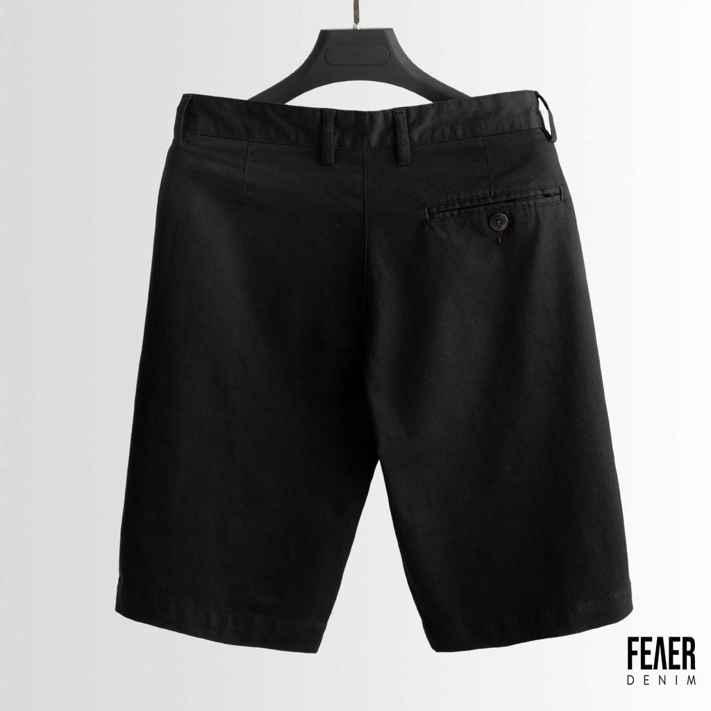 Quần nam kaki short FEAER chất kaki trơn KAKI PREMIUM COTTON - MÀU ĐEN