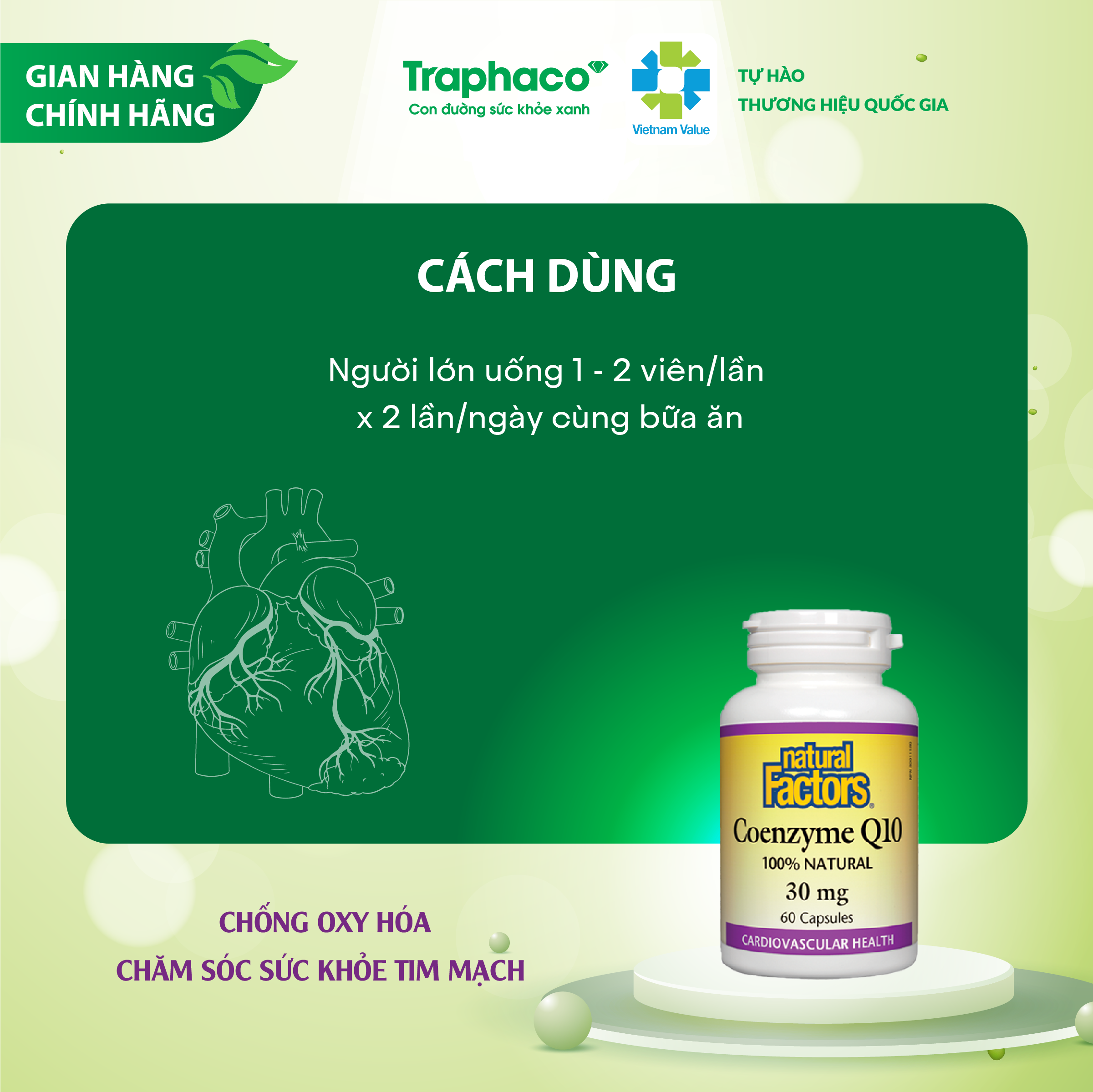 COENZYM Q10 - CHỐNG OXY HÓA - CHĂM SÓC SỨC KHỎE TIM MẠCH