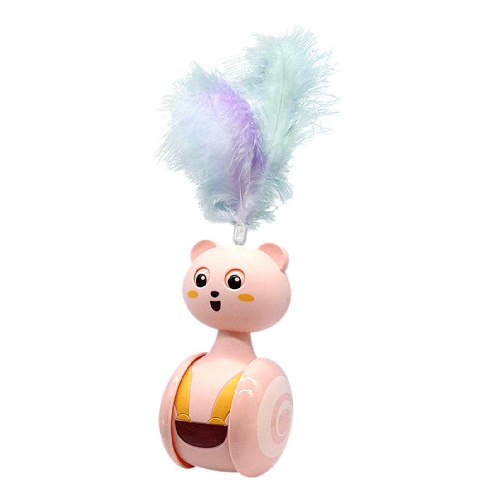 Cat Toys Funny Automatic Rotating Cat Tumbler Feather Pink