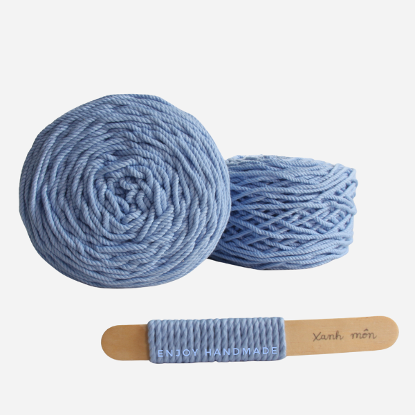 Dây thừng macrame cotton MÀU XANH MÔN 3 xoắn, 3mm / 5mm, 0.5kg