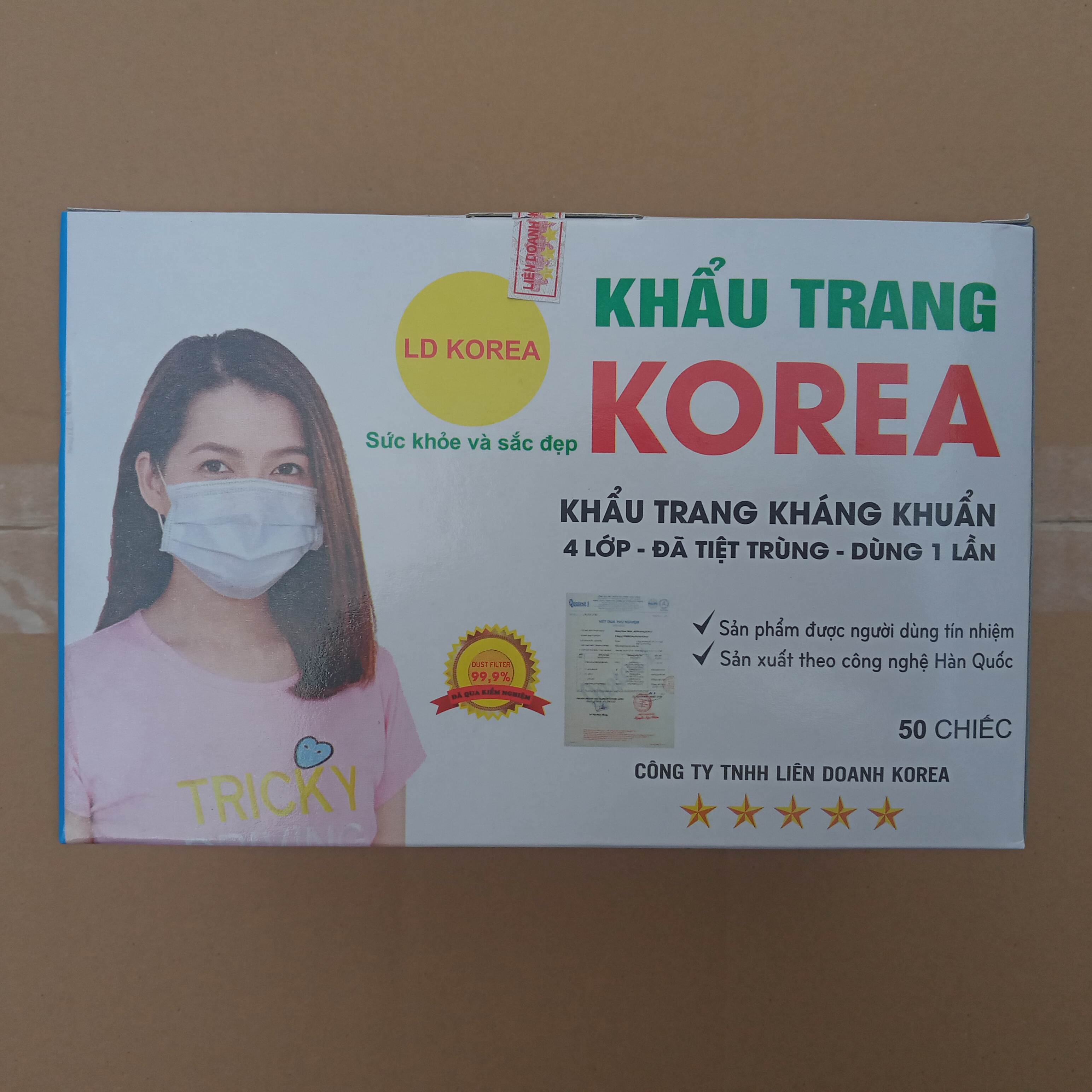 KHẨU TRANG Y TẾ KOREA, 04 LỚP (1 HỘP/50 CHIẾC/5 TÚI NILON)