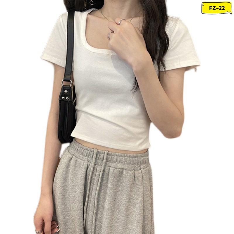 Áo Croptop Nữ Cổ Vuông Chất Liệu Cotton Nhiều Màu Freesize Từ Dưới 50kg FZ-022