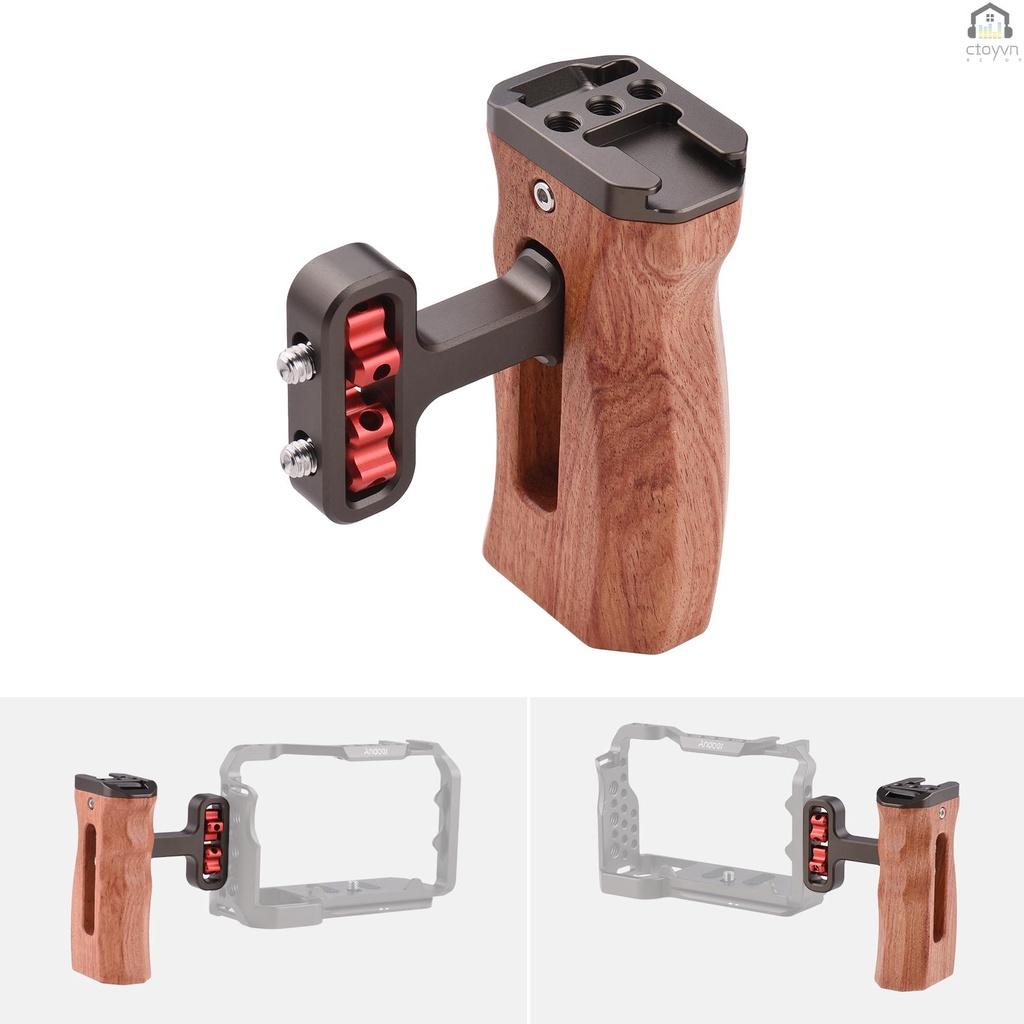 Tay cầm bằng gỗ trái/phải kèm ốc vít 1/4 cho máy ảnh