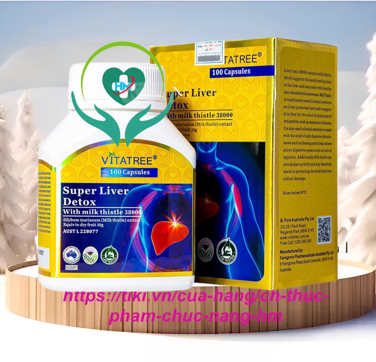 Viên uống giải độc gan Vitatree Super Live detox , hộp 100v, nhập khẩu chính hãng Úc