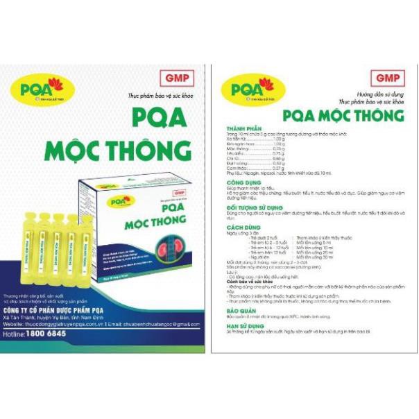 Mộc Thông PQA Giúp Thanh Nhiệt Lợi Tiểu, Hỗ Trợ Giảm Các Triệu Chứng Tiểu Buốt, Nước Tiểu Đục Hộp 10 Ống