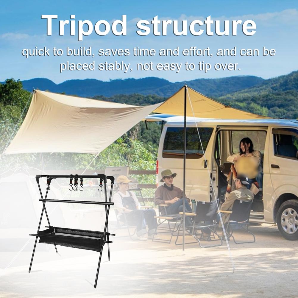 Giá đỡ treo dụng cụ ngoài trời đứng bằng nhôm hợp kim có thể gập lại có khay lưới tiện lợi\