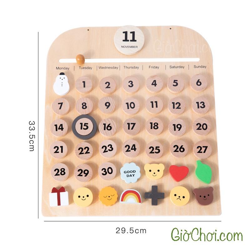 Bộ lịch bằng gỗ Montessori Calendar cho bé từ 3 tuổi