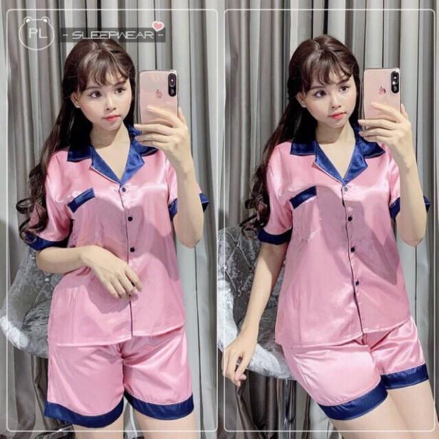 Bộ ngủ pijama lụa phi phối cổ loại đẹp