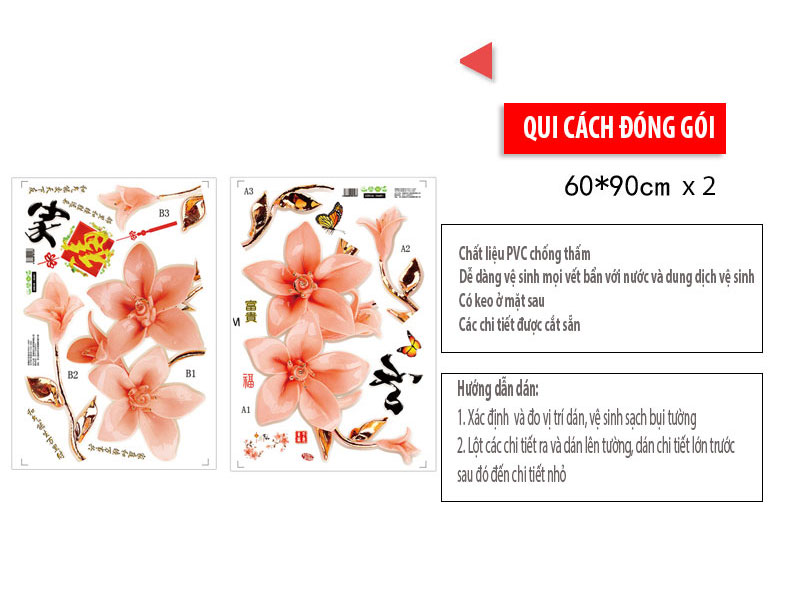 Decal dán tường ĐỖ QUYÊN AZALEA 3D CH2003