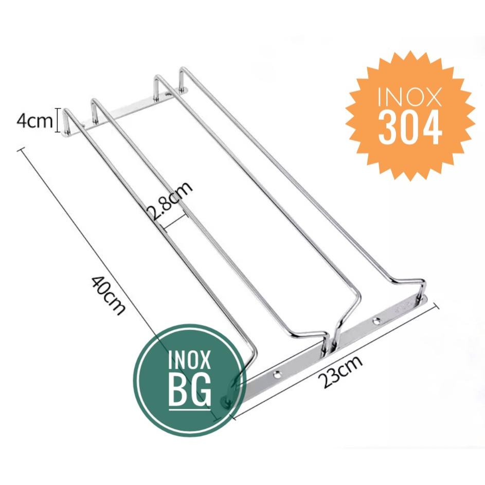 Treo ly, Gài ly 1/2/3 hàng inox304 cho tủ sâu 40cm