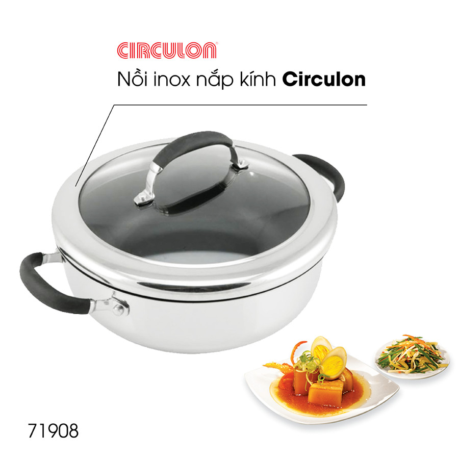 Nồi Nắp Kính Chống Dính Cao Cấp Circulon 26cm