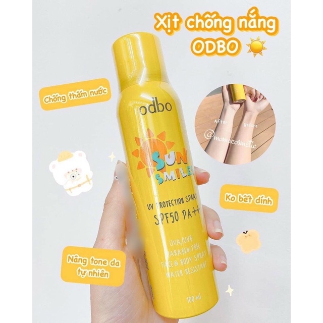 Kem Chống Nắng Toàn Thân Dạng Xịt Od-bo Sun Smile SPF 50PA++ OD1201-chai vàng