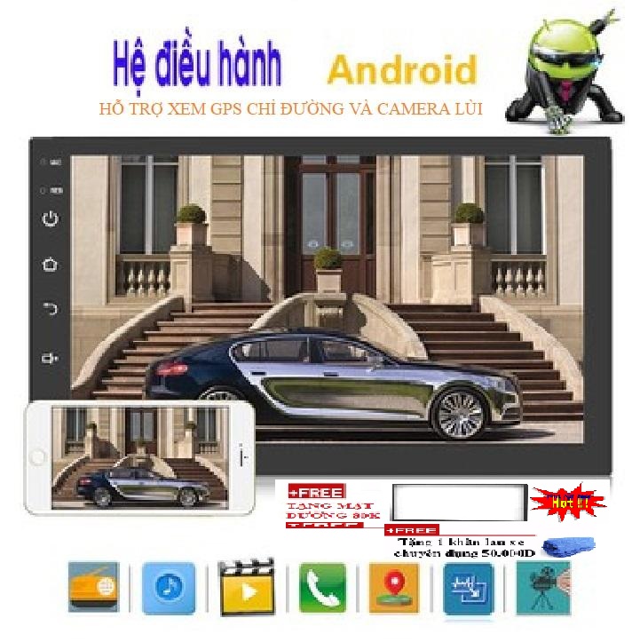 Màn hình cảm ứng ô tô LCD Full HD 1080 7 inch có tiếng Việt chạy hệ điều hành Android 10.Full HD tích hợp GPS kết nối điện thoại,nghe gọi rảnh tay